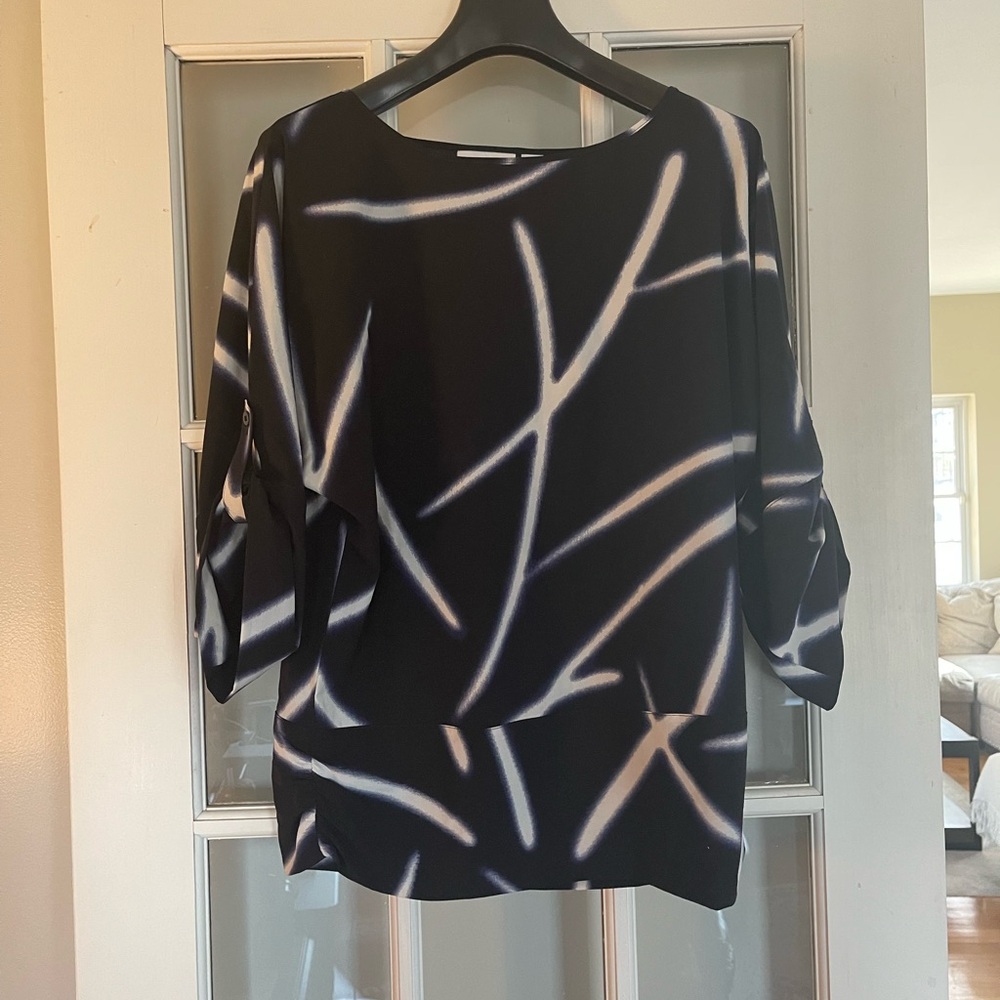 Chico's Elegant Black Blouse with Delicate Embroidery